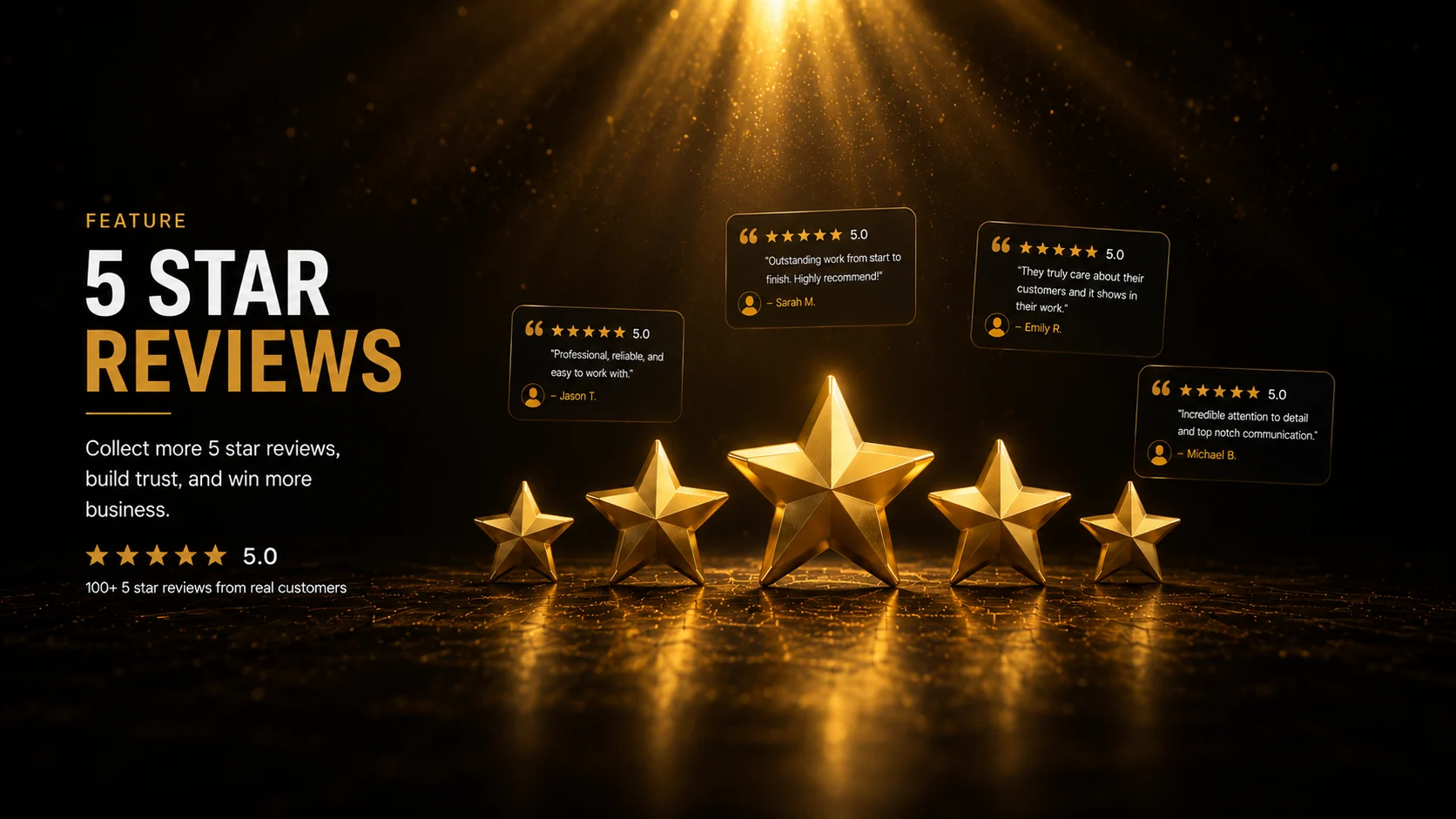 5 Star Reviews &mdash; collect more 5 star reviews, build trust, and win more business