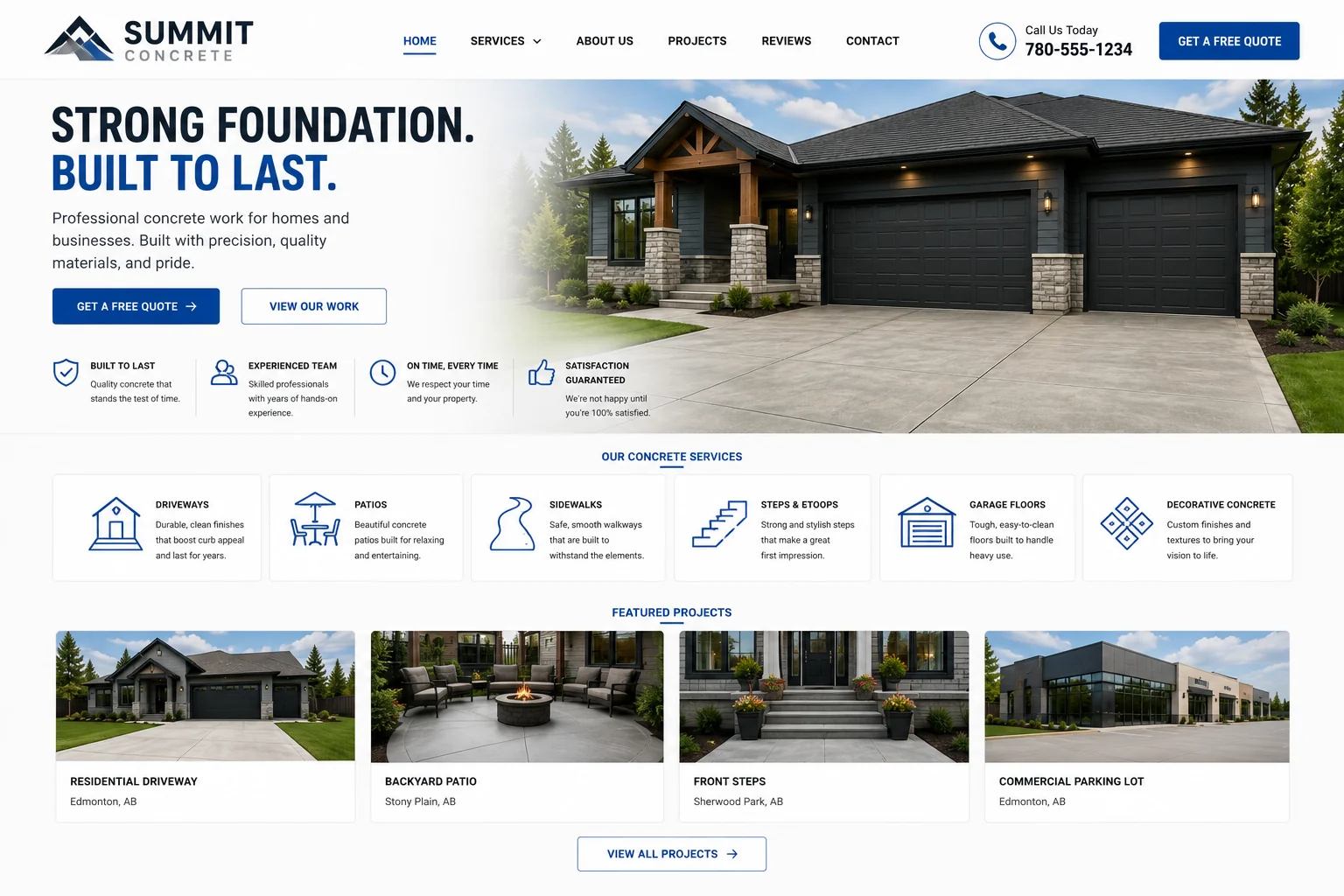 Concrete company website example built by Northern Peak Systems