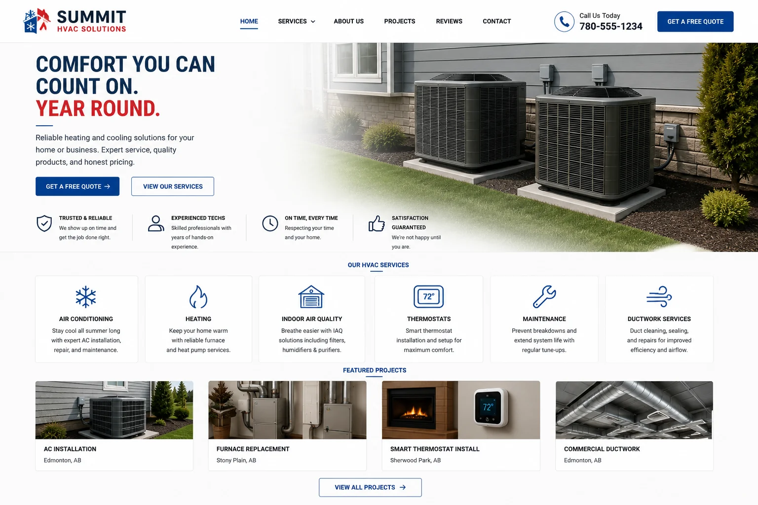 HVAC company website example built by Northern Peak Systems