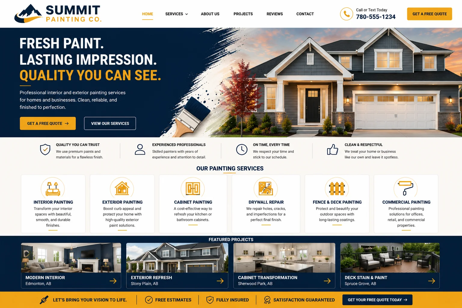 Painting company website example built by Northern Peak Systems